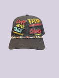 Love Never Fails Faith Hat – Multicolor Scripture Western Cap