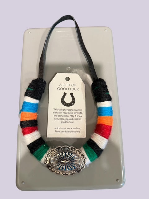 Lucky Horseshoe Concho Charm – Multicolor Western Good Luck