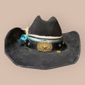 The Lone Star – Black Western Hat with Longhorn &amp; Concho Detail