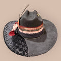 The Midnight Gamble – Black Western Hat with Velvet Band &amp; Playing Card Detail
